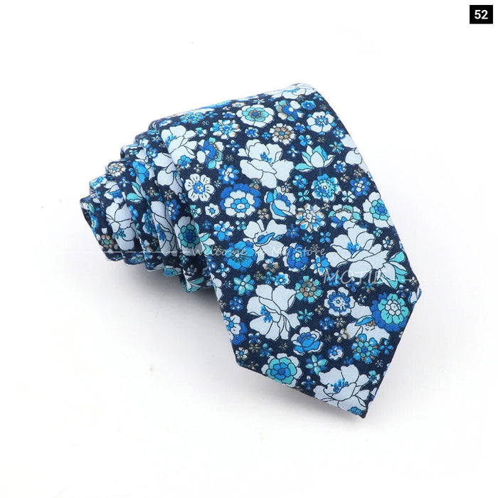 Blue Floral Cotton Ties For Weddings Business And Daily Wear