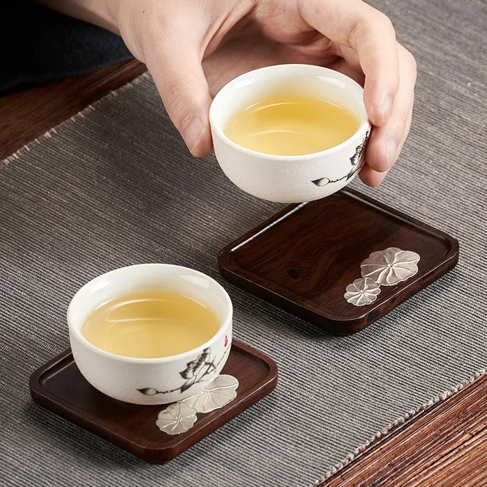 Wooden Tea Coaster Set For Kung Fu Tea Ceremony