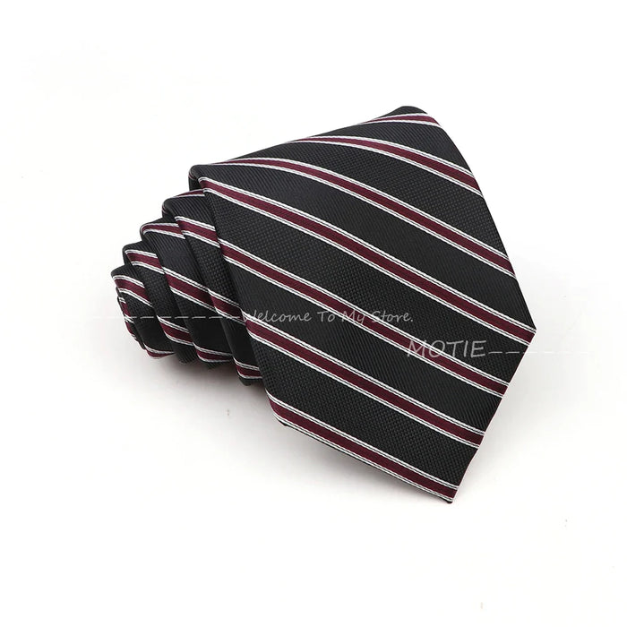 Blue Striped Polyester Tie For Business Weddings And Daily Wear