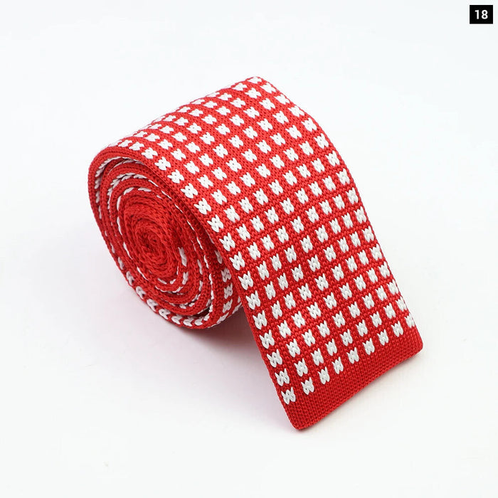 Classic Knit Neck Ties Plaid Dots 6Cm Width Business And Wedding