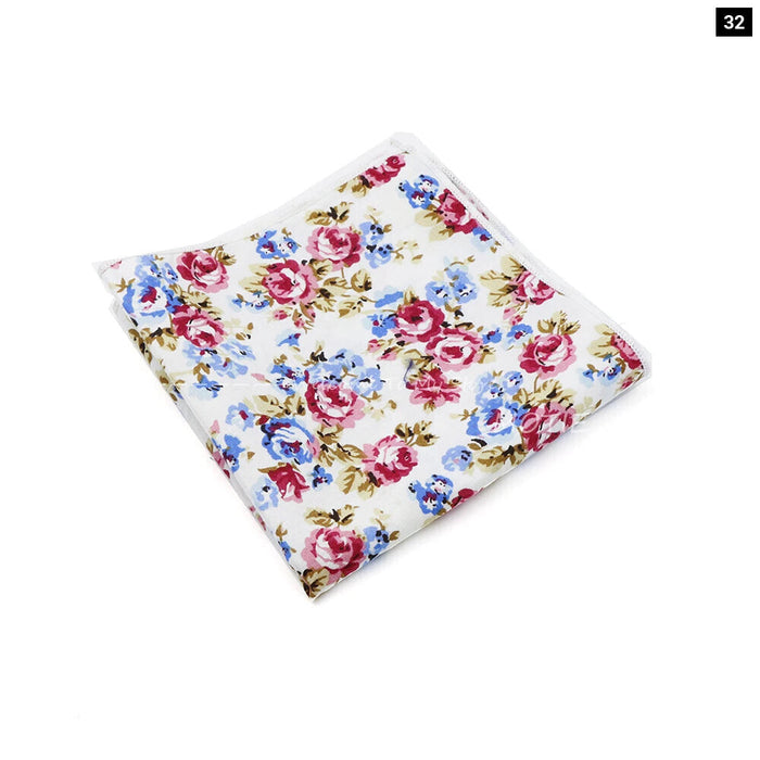 Wedding Suit Pocket Square Cotton Flower Hankerchief For Men Gift