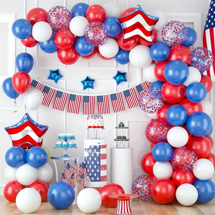 146Pcs Independence Day Balloon Arch Set Blue White And Red Balloon Decoration For American Independence Day Patriotic Holiday