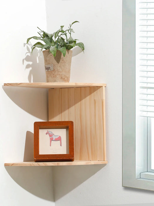 Boho Wooden Corner Shelf