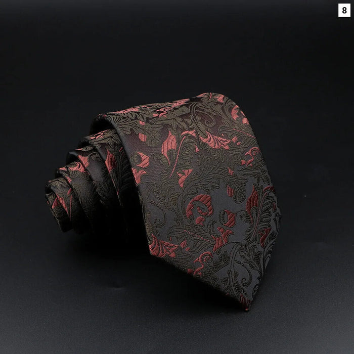 Floral Paisley Mens Tie Red Blue For Weddings And Business