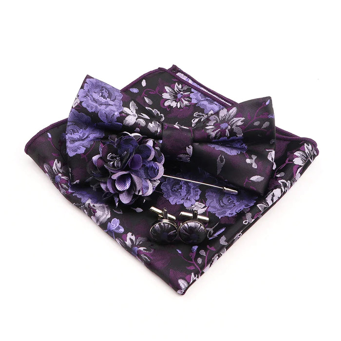 Gracefully Polyester Handkerchief Set Purple Blue Floral Butterfly For Parties And Gifts