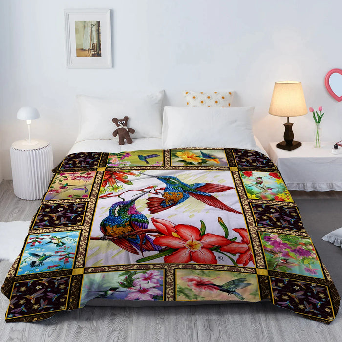 Floral Birds Throw Blanket For Couch Or Bed