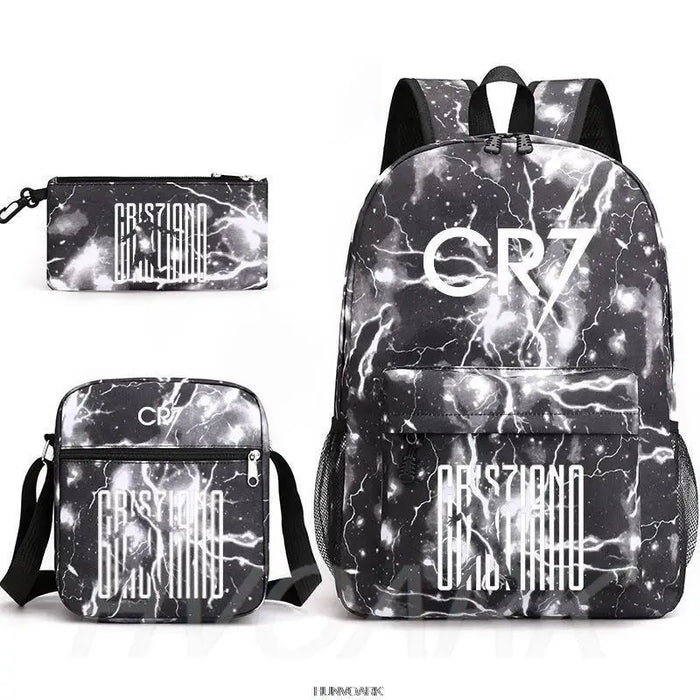 Unisex Cr7 Kids School Book Bags 3Pcs