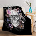 Flower Line Skull Blanket Plush Fluffy Fleece Throw