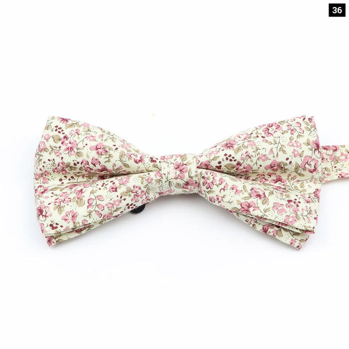 Colourful Floral Bow Ties Fashion Cotton Print For Mens Wedding And Business Suits