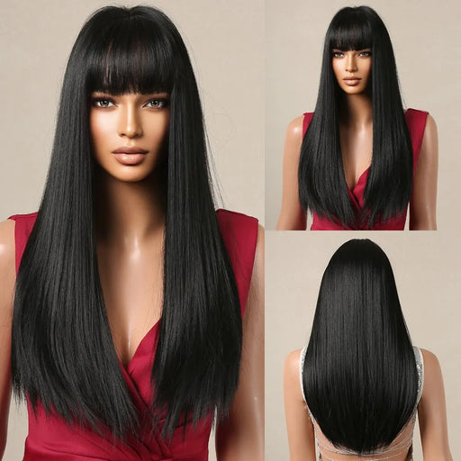 Long Straight Synthetic Wig For Women Heat Resistant