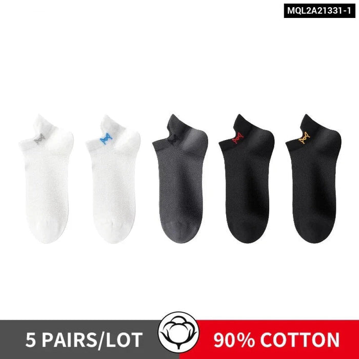 5 Pairs Of Breathable Cotton Mens Socks