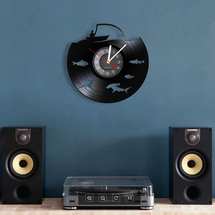 Modern Fly Fishing Vinyl Record Wall Clock