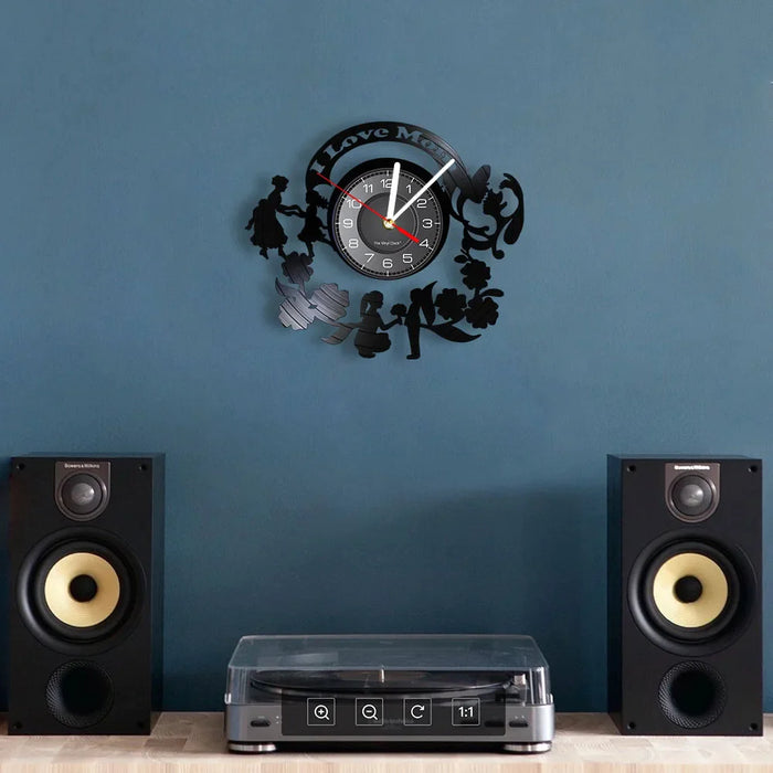 Vintage Vinyl Record Wall Clock For Mom Day