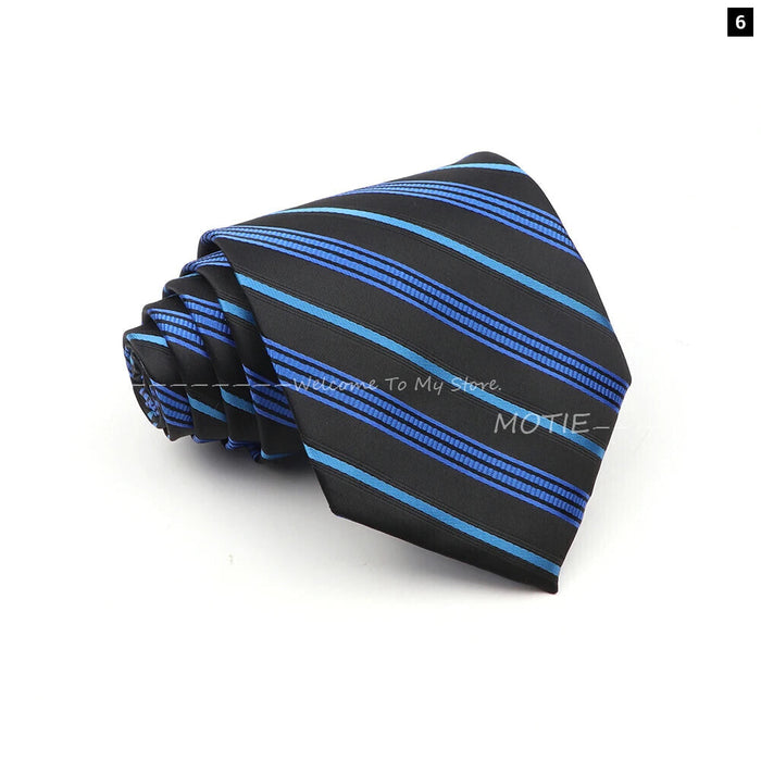 Blue Striped Polyester Tie For Men For Business Weddings And Daily Wear