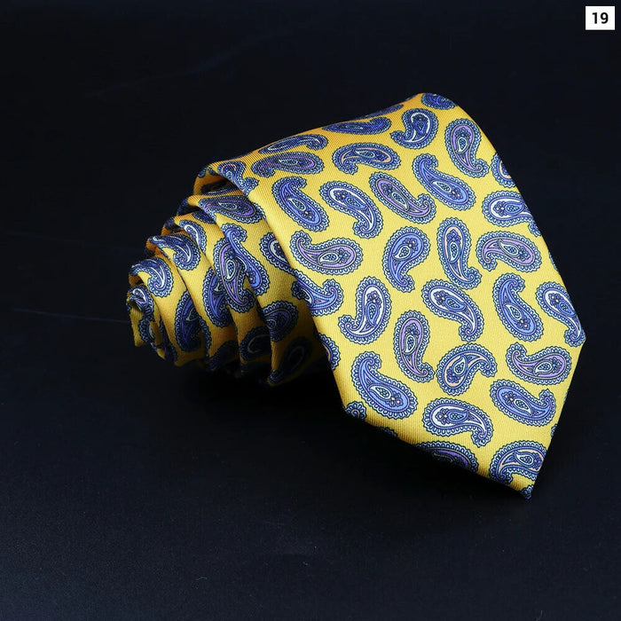 Mens Silk Tie 7.5Cm Blue Paisley Floral For Weddings And Work