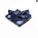 Blue Paisley Bowtie Set Polyester Skinny Pocket Square