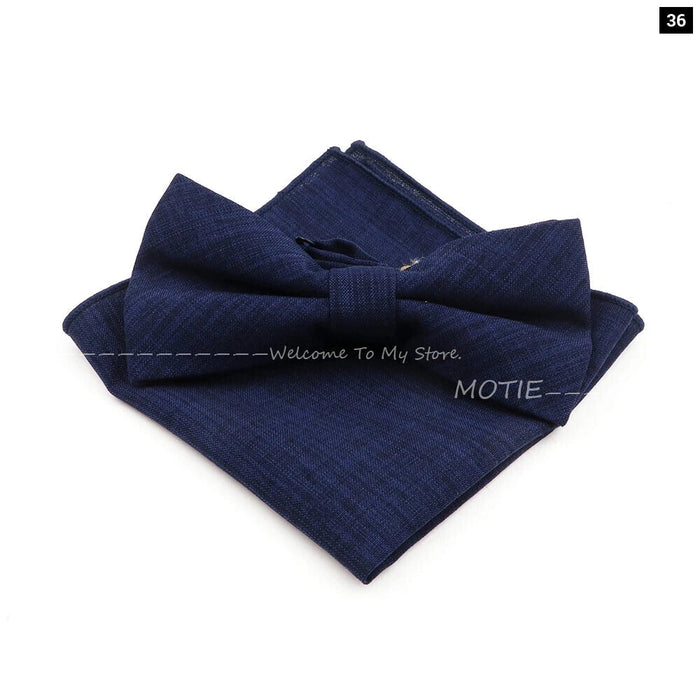 Classic Bowtie Set With Handkerchief Cufflink And Brooch