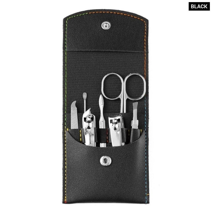 Decorte Beauty and Enhancement Tool Set 7 Piece Folding Bag Nail Clippers Portable Household Diagonal Ear Spoon