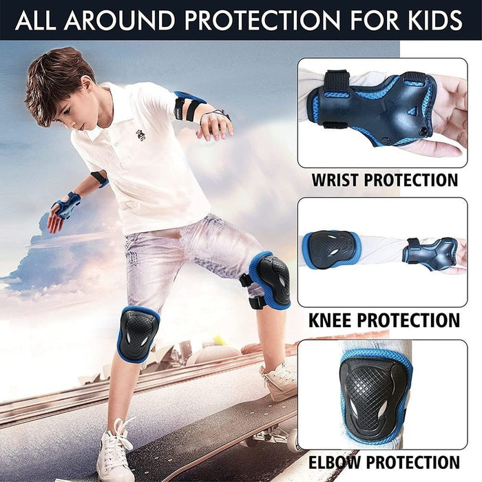 6 In 1 Kids/Youth Protective Gear Set Knee Elbow Pads Wrist Guard Protector