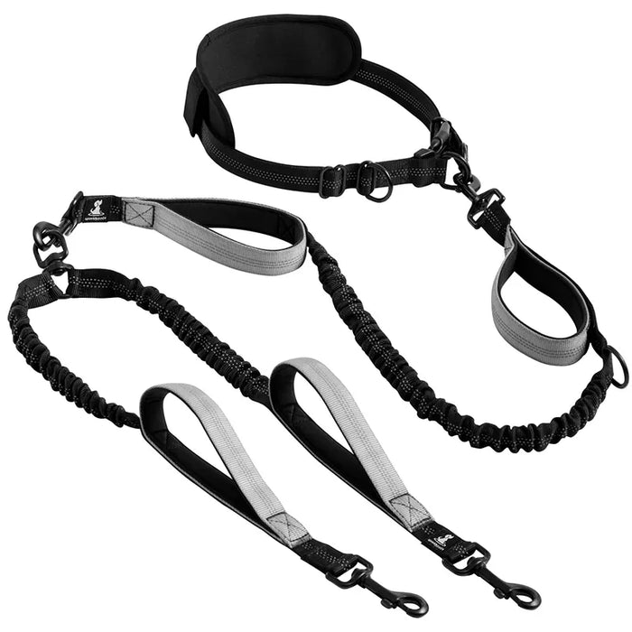 Strong Hands Free Double Dog Leash Reflective Com