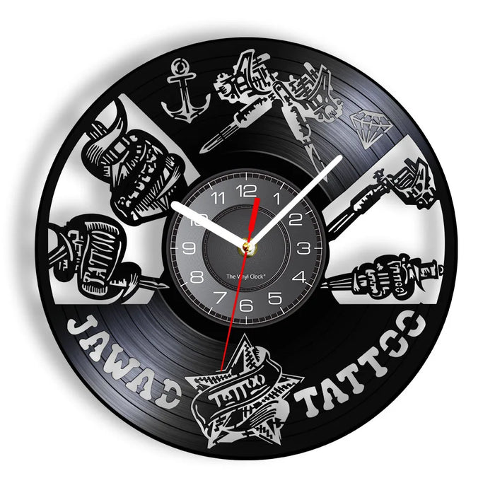 Vinyl Record Tattoo Studio Wall Clock