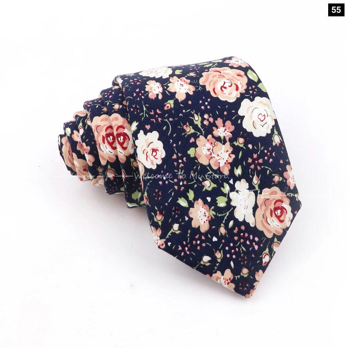 Blue Floral Cotton Ties For Weddings Business And Daily Wear