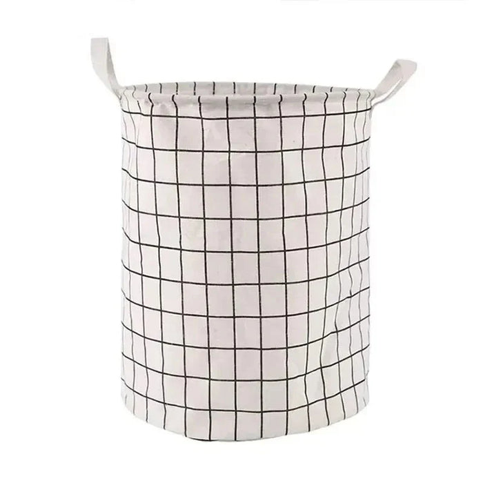 Large Foldable Plaid Fabric Laundry Basket