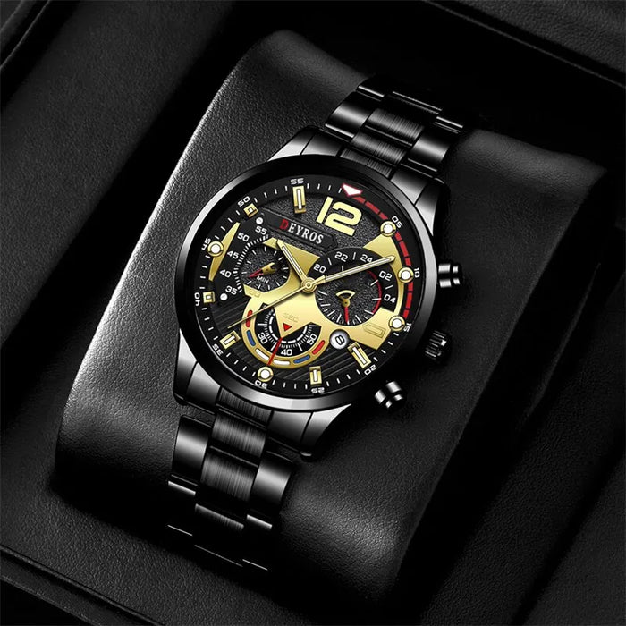 Luxury Fashion Mens Watches Stainless Steel Quartz Wristwatch Calendar Luminous Clock Men Business Casual Watch