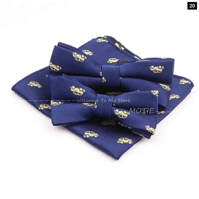 Cartoon Insect Bowtie Set Red Floral Brooches For Men