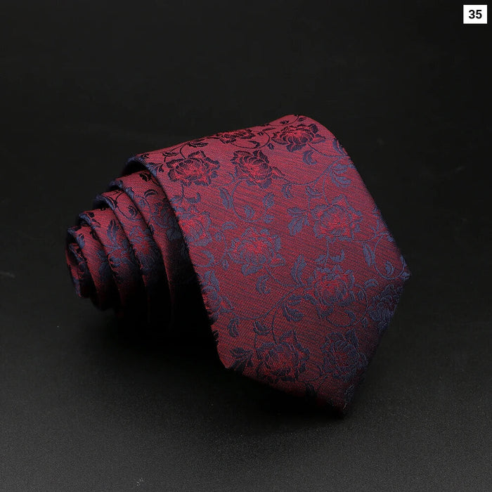 Floral Paisley Jacquard Necktie Red Blue For Mens Suits