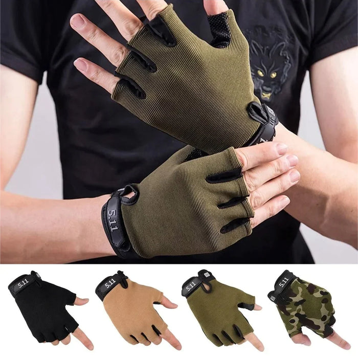 1 Pair Anti-Slip Fingerless Breathable Workout Camo Gloves For Men Women
