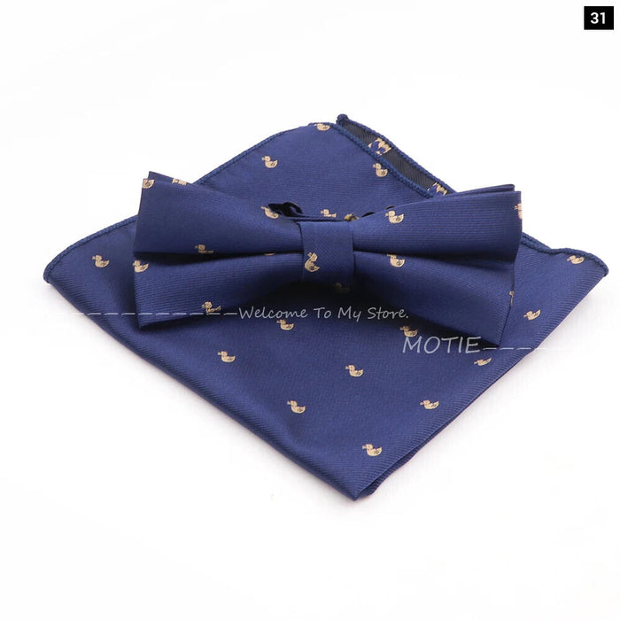 Cartoon Insect Bowtie Set Red Floral Brooches For Men