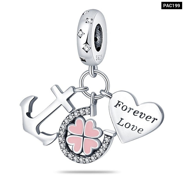 925 Sterling Silver Boys and Girls Heart-shaped Charms Beads Fit Original Pandora Bracelet Jewelry Making