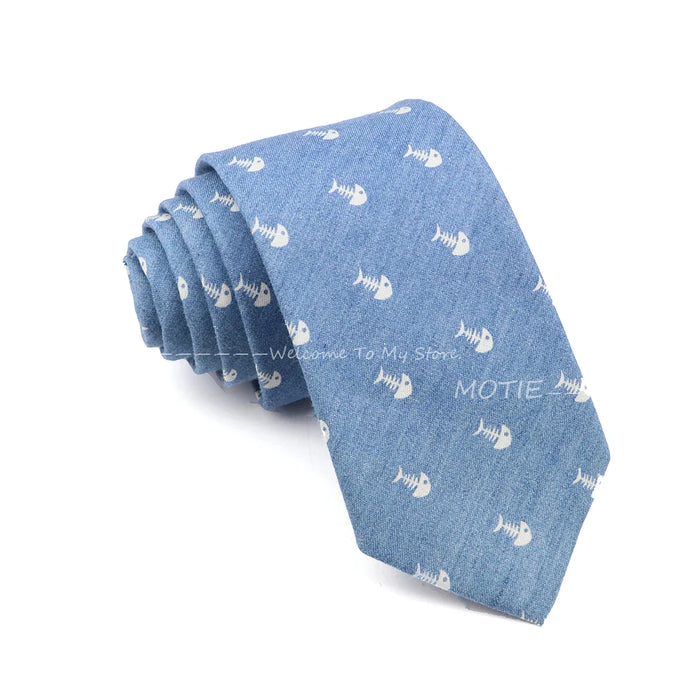 Floral Skull Anchor Denim Tie For Weddings Parties And Daily Wear