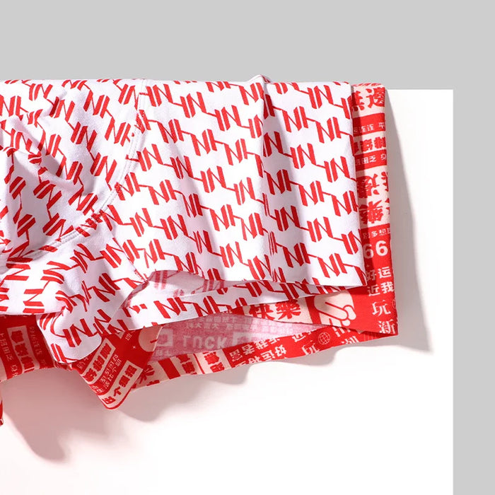 3pc Red Print Cotton Mens Underwear