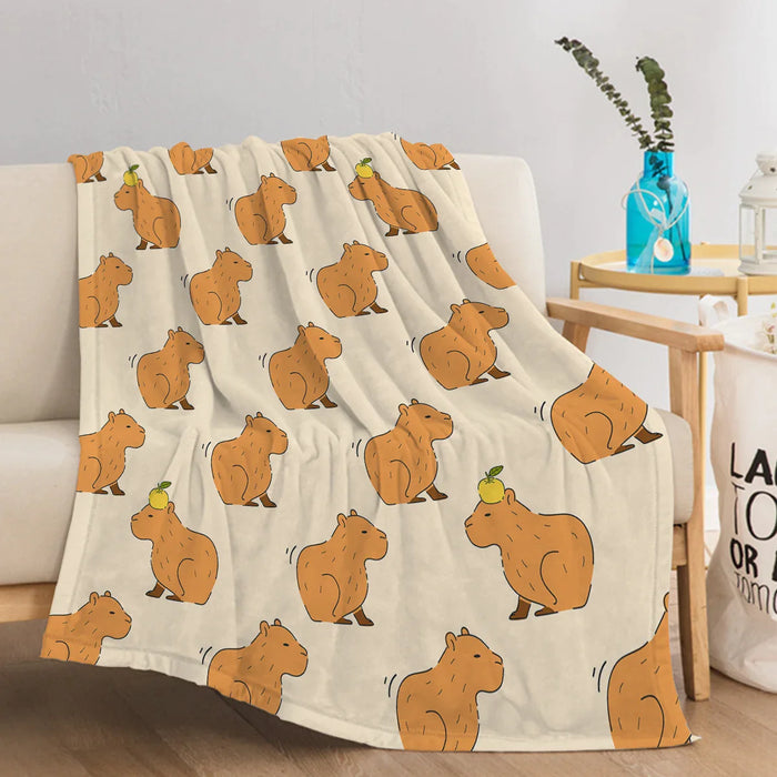 Capybara Throw Blanket Soft Plush Fleece For Sofa Couch And Bed