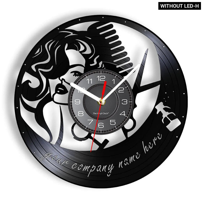 Vinyl Record Hair Salon Wall Clock