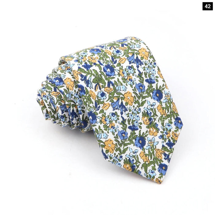 Blue Floral Cotton Ties For Weddings Business And Daily Wear