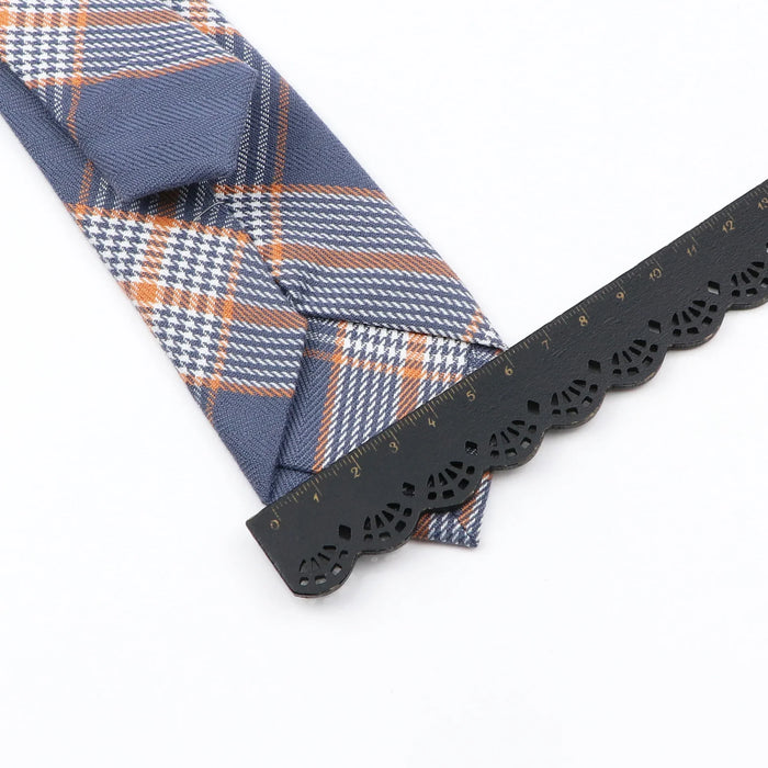 Handmade 6cm Skinny Ties For Men Striped Plaid Cotton Black