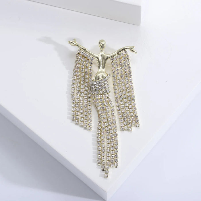 Womens Fringe Tassel Brooch Luxury Queen Lapel Pin For Clothing