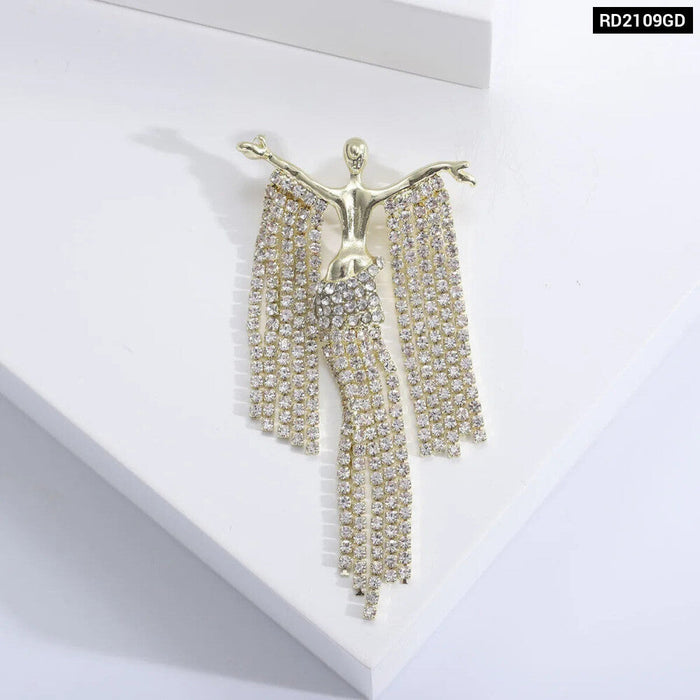 Womens Fringe Tassel Brooch Luxury Queen Lapel Pin For Clothing