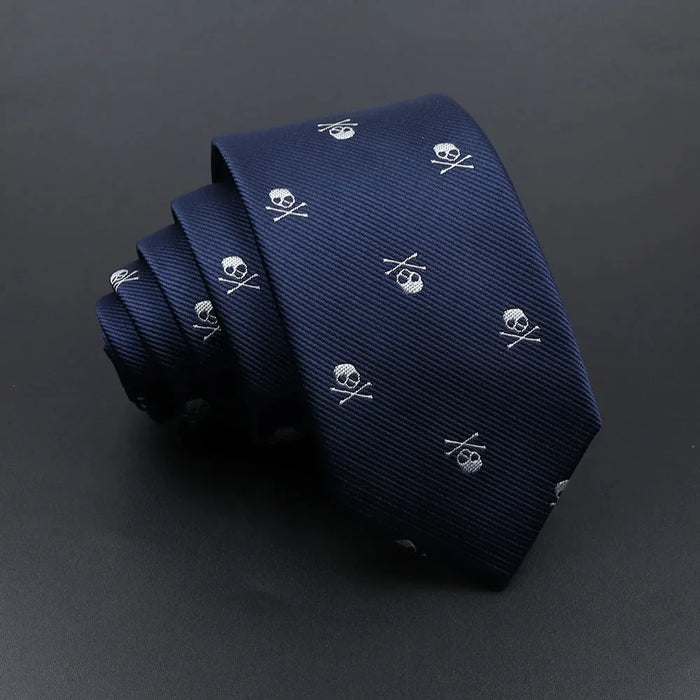 Slim Skull Ties Red Blue For Weddings And Cosplay