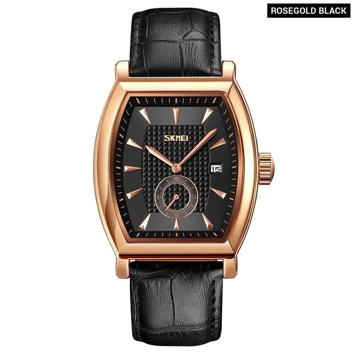 Men's PU Band Leather Analog Display Fashion Quartz 3ATM 30M Water Resistant Wristwatch