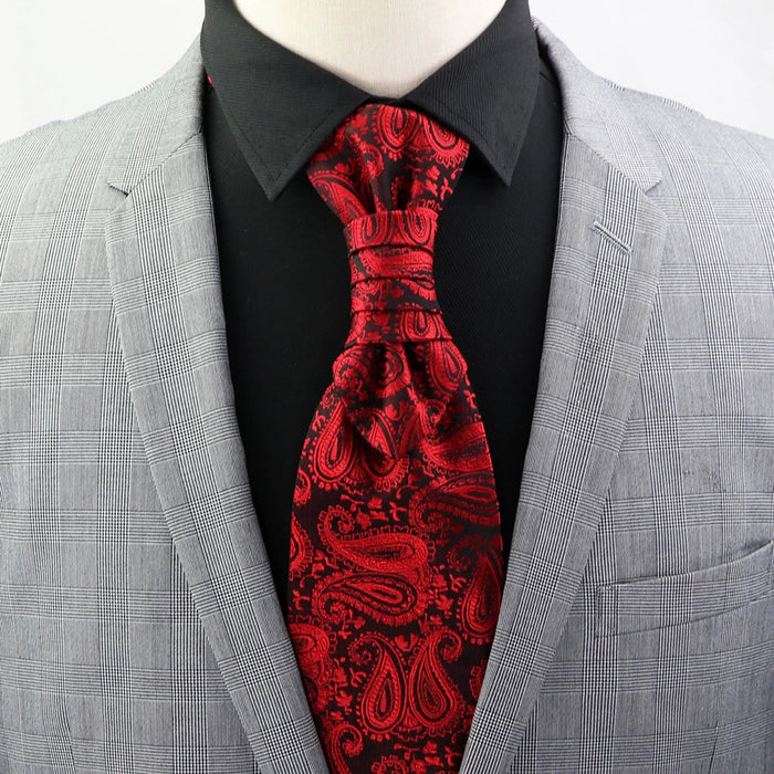 Premium Paisley Tie Red Black Blue Grey Adjustable Necktie Luxury Classic Suit Accessory