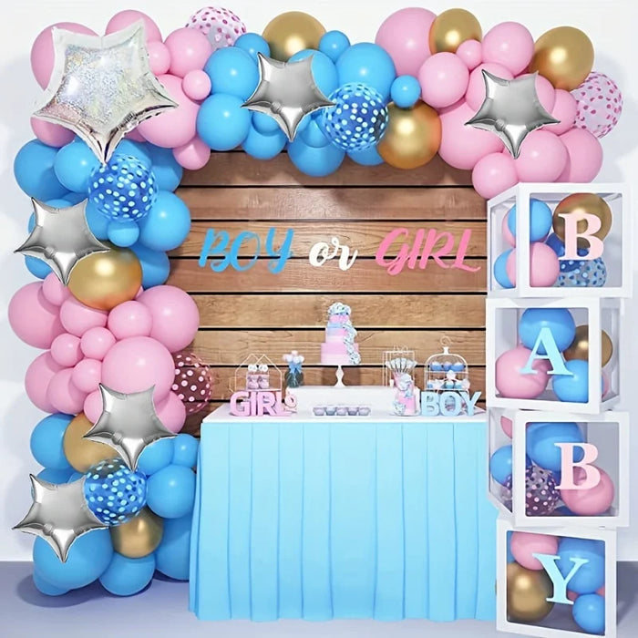 106Pcs Pink And Blue Star Balloon Arch Set "Bath Party Gender Reveal" Interior Decoration Birthday Anniversary Party Decoration