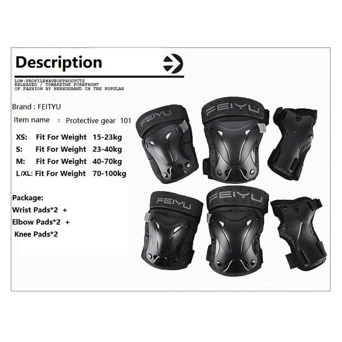 6Pcs Adult/Kids Knee Elbow Wrist Protective Pads for Roller Skating Skateboard Cycling