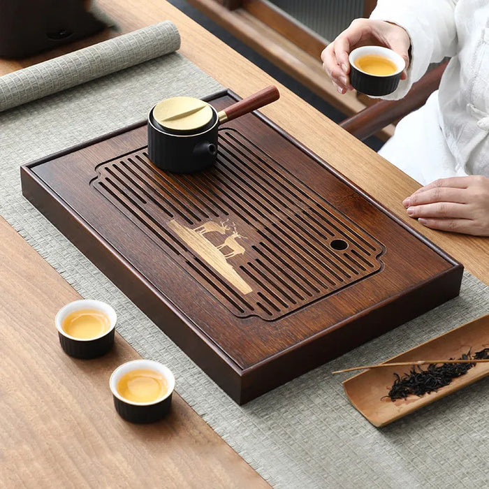 Rectangular Bamboo Tea Tray For Kung Fu Tea Set