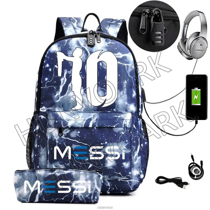 Unisex Messi 16 Inch Laptop Oxford School Bag