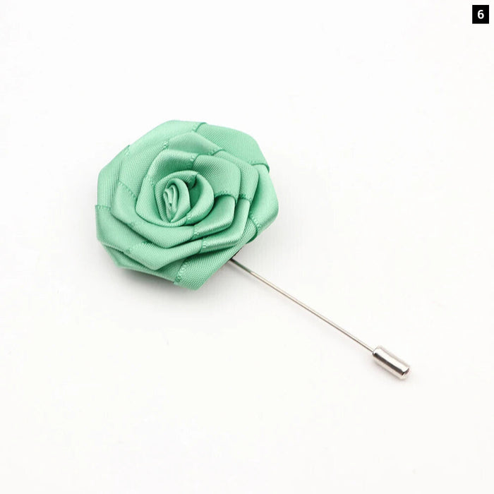 Handmade Fabric Flower Brooch 34 Colours Wedding Suit Accessory