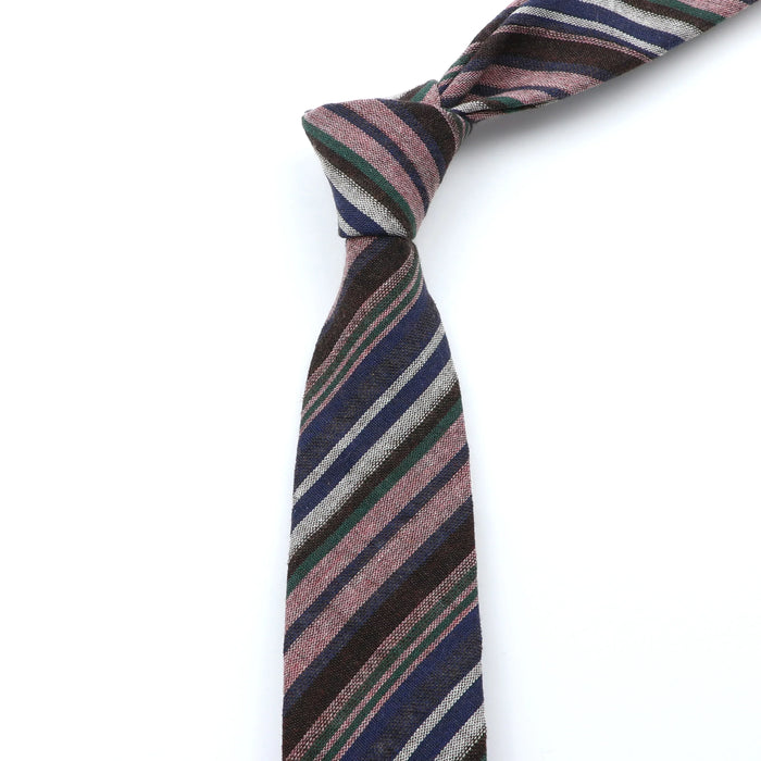 Handmade Mens Striped Ties 6Cm Linen Skinny Neck Tie Red Green Blue Casual Gift